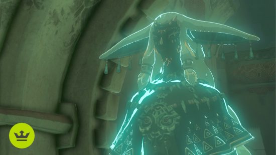 The Legend of Zelda Tears of the Kingdom review: Rauru in their ghost form, looking to the side.