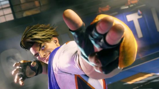 best ps5 multiplayer games: A fighter from Street Fighter 6 points finger guns at the camera while smiling