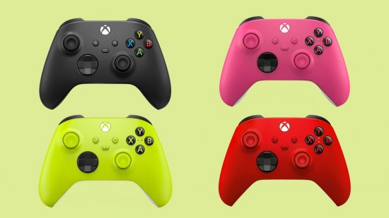 Best Xbox controller: the Xbox Core Wireless controller. Image shows four Xbox controllers.