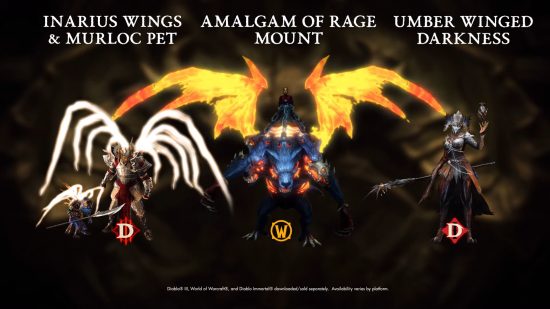 Diablo 4 pre-order image showing the extra bonuses for Diablo 3, World of Warcraft, and Diablo Immortal.