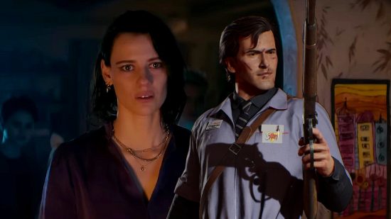 Evil Dead The Game Beth Evil Dead Rise DLC speculation: an image of the woman from the film trailer and Ash from the horror game