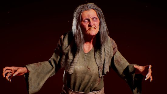 Evil Dead the Game Interview Nintendo Switch release: an image of a witch from the horror game