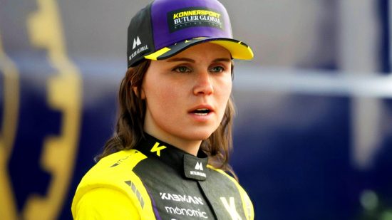 F1 23 reveal trailer new features Callie Mayer: an image of a woman from the new Formual One racing game