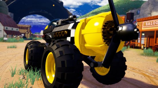 Lego 2K Drive cars: A vehicle with a jet engine at the front in Lego 2K Drive