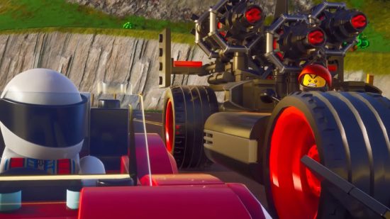 Lego 2K Drive multiplayer co-op: Two racers in Lego 2K Drive preparing to race