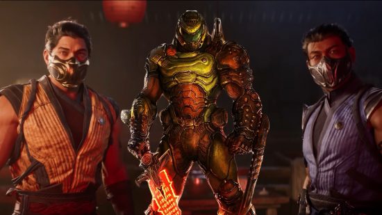 Doom Slayer between Sub-Zero and Scorpion in Mortal Kombat 1 trailer
