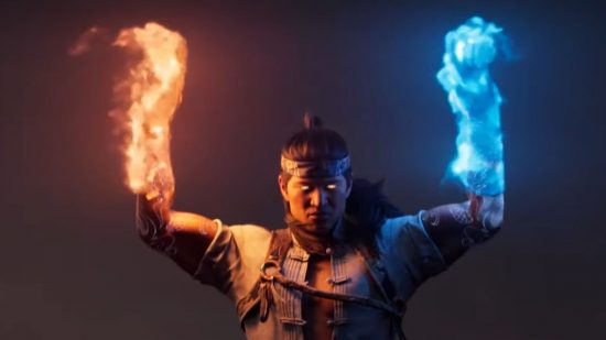Mortal Kombat 1 fatalities: Liu Kang performing a fatality in Mortal Kombat 1 trailer