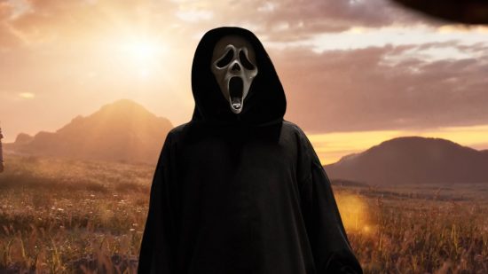 Ghostface in a field in Mortal Kombat 1 announcement trailer