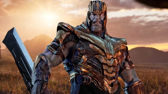 Thanos from Marvel in a field in Mortal Kombat 1 announcement trailer