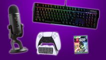 Prime gaming deals: a selection of gaming accessories including a PS5 controller, microphone and keyboard