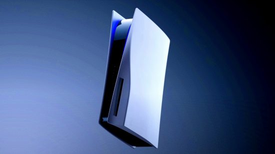 PS5 review: an image of the PlayStation console on a grey background
