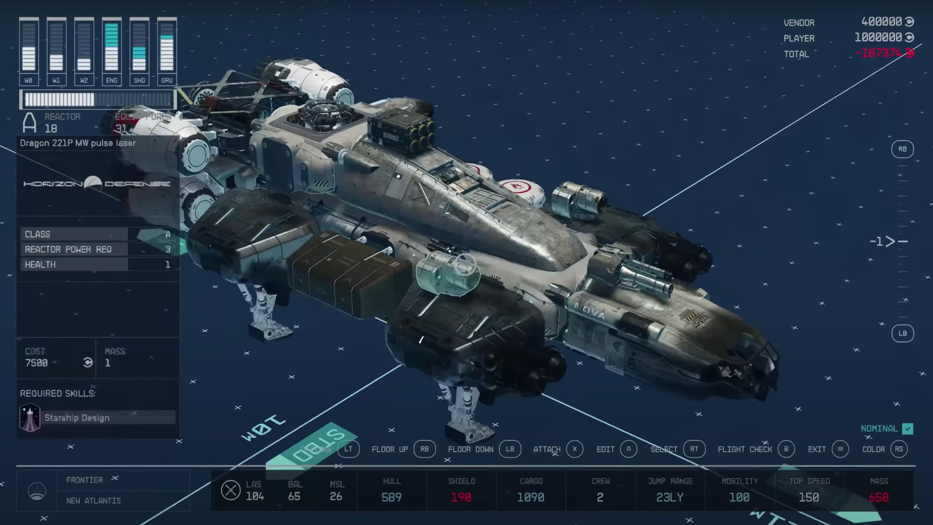 Starfield Ship Customization: The Lasers can be seen