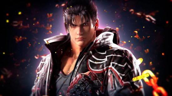 Tekken 8 Characters: Jin can be seen in a grey, red, and black jacket