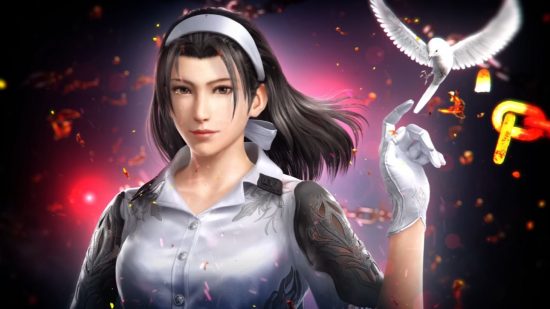 Tekken 8 Characters: Jun can be seen with a dove next to her gloved hand