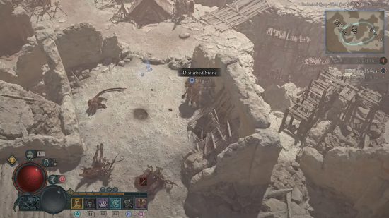 Diablo 4 Blood and Sweat: The 'disturbed stone' hiding the location of the Little Tuya doll.