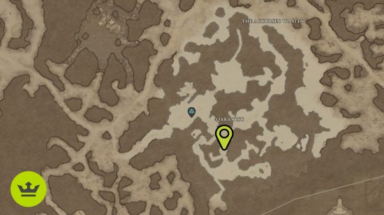 Diablo 4 Blood and Sweat: A map showing the location of Little Tuya in the Dry Steppes.