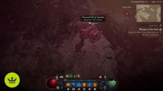 Diablo 4 Helltide chest: The player character standing next to a Helltide chest.