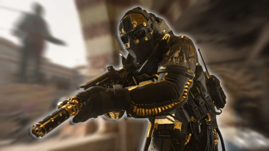 Warzone Season 4 Reloaded release date: A soldier wearing black and gold armor running towards the camera at an angle.