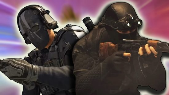 XDefiant best guns: Two soldiers wearing dark uniforms aiming weapons.