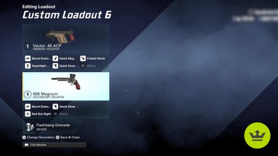 XDefiant Vector loadout: The Vector build class setup in customization screen.