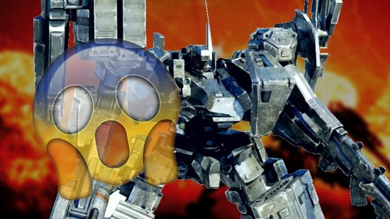Armored Core 6 preorders: an image of a mech with a shocked emoji