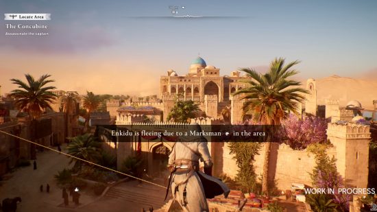Assassin's Creed Mirage gameplay new features: An image of Basim crouching in the new RPG