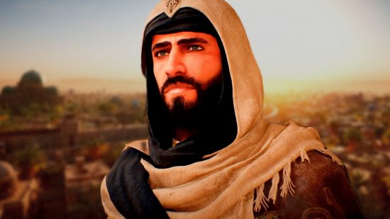 Assassin's Creed Mirage map: an image of Basim looking hopeful from the RPG