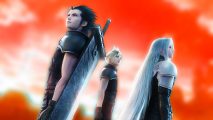 Best Switch RPG games: Final Fantasy 7 Crisis Core Reunion key art with characters standing out in front of a red background