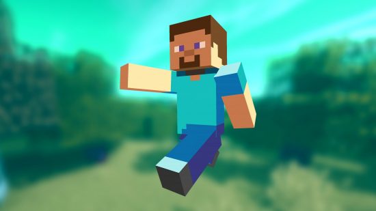 Best Xbox open world games: Steve from Minecraft walking in front of a Minecraft background