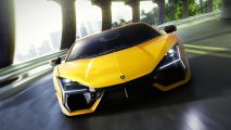 Crew Motorfest transfer: A yellow lamborghini super car driving on a road