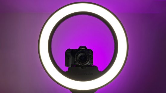 The Lume Cube Cordless Ring Light Pro used with a Canon camera