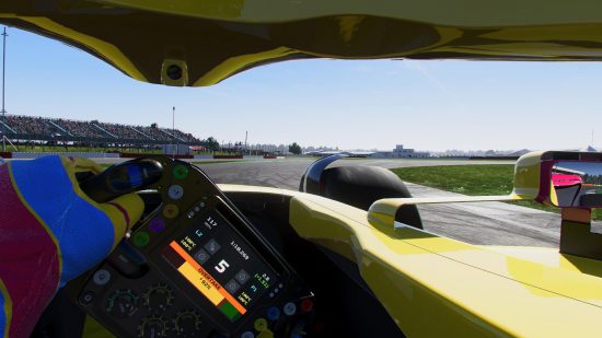 F1 23 review: an image of the racing game in cockpit-view