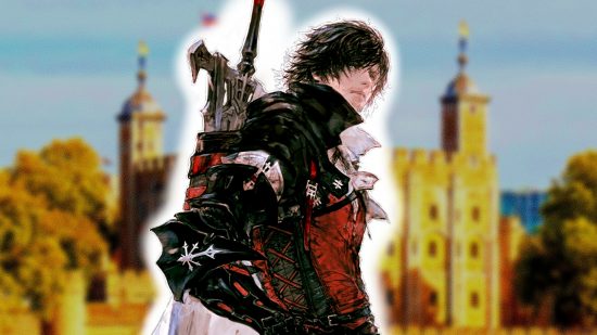 Final Fantasy 16 clive sword tower of london: an image of Clive in front of the tower itself