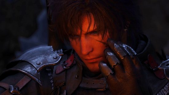 Final Fantasy 16 sales PS5: an image of Clive touching his face
