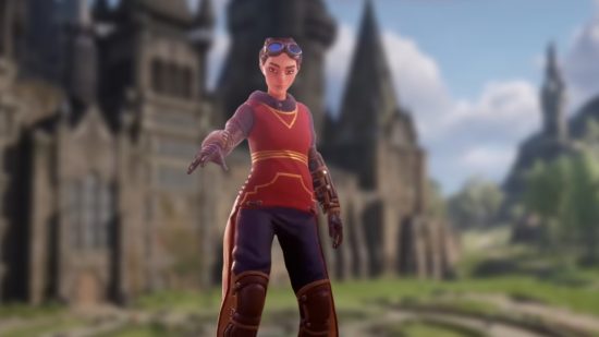 Harry Potter Qudditch Champions release date:player holding up broom from Harry Potter Qudditch Champions trailer