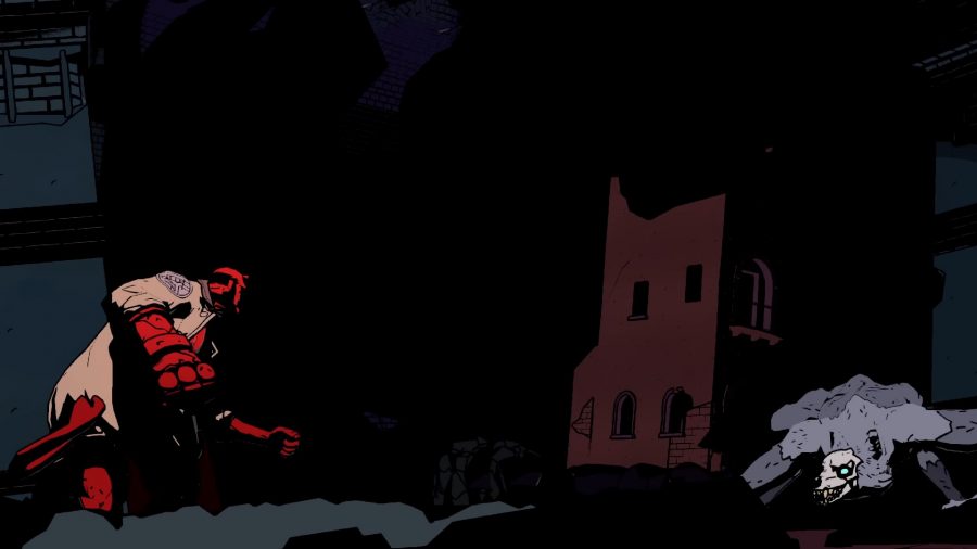 Hellboy and a monster preparing to fight in Hellboy Web of Wyrd reveal trailer
