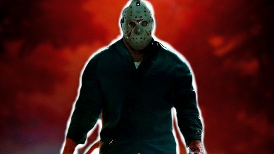 New Friday the 13th game rumor: an image of Jason Vorhees from the horror game on a red backdrop
