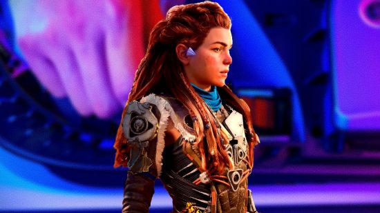 PS5 Best Buy Internal SSD sale: an image of Aloy in front of a PS5 console