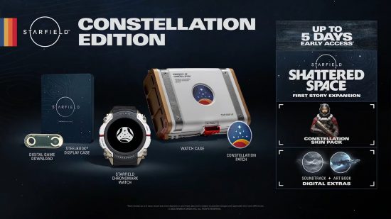 Starfield DLC: A screenshot of the preorder bonuses for Starfield Collectors Edition