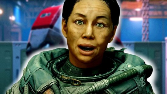 Starfield spacesuit color customization: an image of a woman with a grin from the RPG