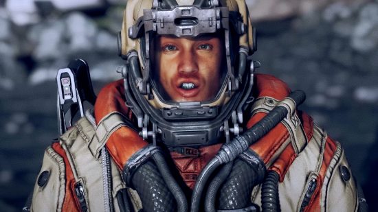 Starfield spacesuit customization colors: an image of Heller in space from the RPG