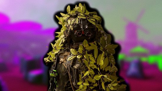 Warzone 2 DMZ urgent missions: an image of a Ghillie Suit man from the FPS