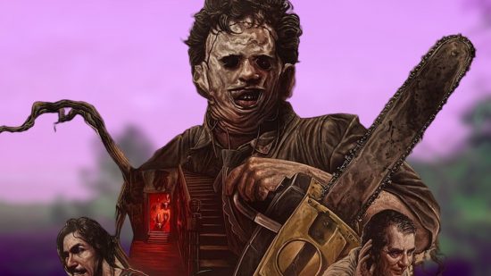 Xbox Game Pass August 2023 games: Texas Chainsaw Massacre game key art in front of a purple background