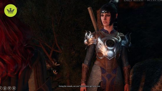 Baldur's Gate 3 length: Shadowheart companion talking to another character.