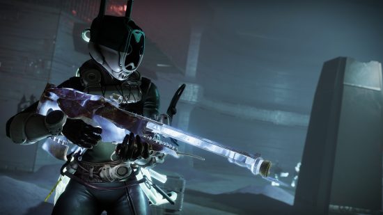 Destiny 2 Wicked Implement: A Warlock holding the Exotic scout rifle.