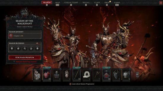 Diablo 4 Season 1 release date: The Season of the Malignant Battle Pass and Chapters.