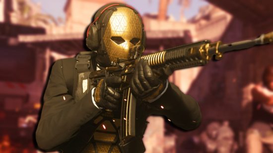 Call of Duty Modern Warfare 3 modes: A soldier wearing a black suit and gold face mask holding their weapon at the ready.