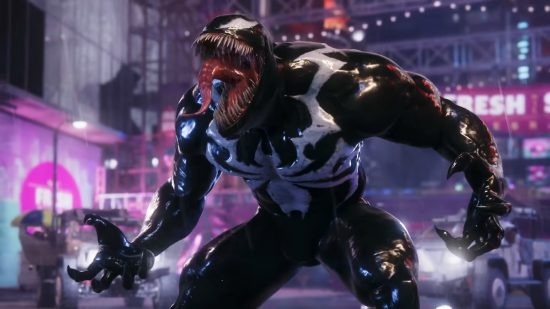 Marvel's Spider-Man 2 voice actors: Venom roaring in the street.