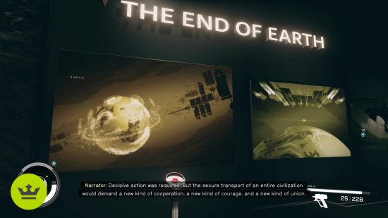 Starfield Earth: A museum display showing what happened to Earth in Starfield.