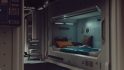 Starfield ships: The interior of a ship, showing a bedroom type area.